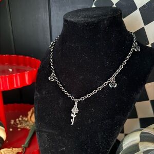 Hand-crafted Black Rose Necklace